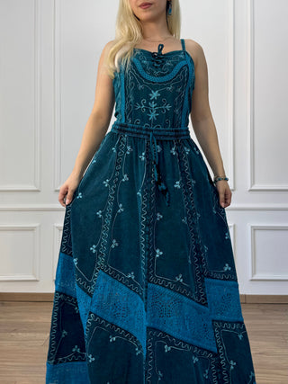 Cotton maxi dress with elastic waist