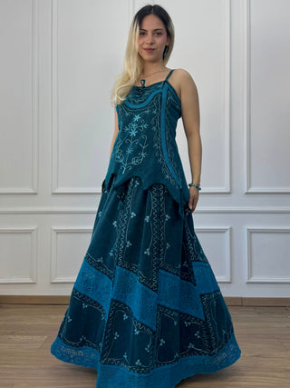 Cotton maxi dress with elastic waist