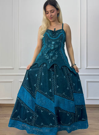 Cotton maxi dress with elastic waist