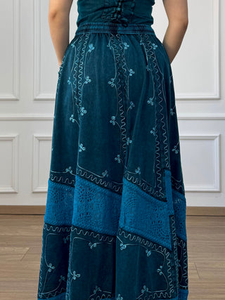 Cotton maxi dress with elastic waist