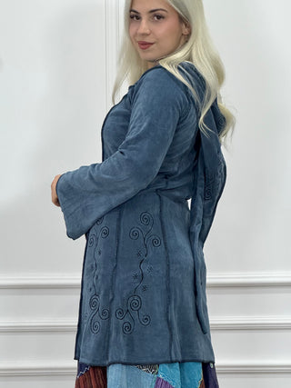Hímzett bársonyhatású kardigán