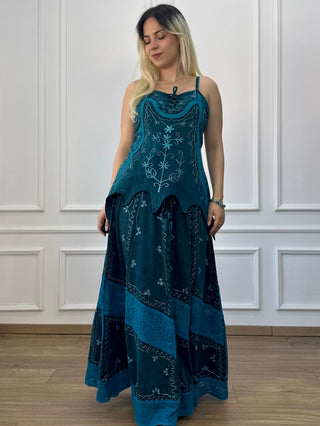 Cotton maxi dress with elastic waist