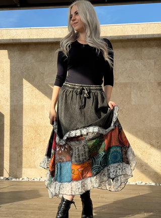 Patchwork szoknya - Szürke