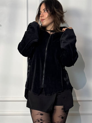 Cardigan brodat cu efect de catifea