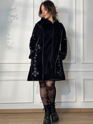 Embroidered velvet-effect cardigan