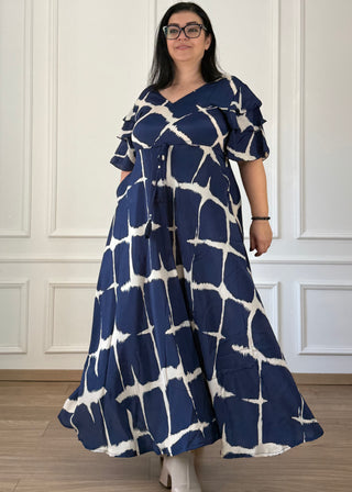 Réteges ujjú maxi ruha