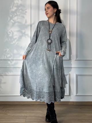 Rochie tricotată spălată cu piatră