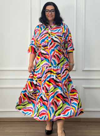 Rochie femeiască din viscoză cu model abstract