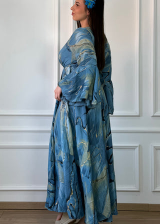 Rochie maxi cu mâneci evazate